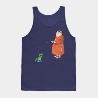 Monk with Remote-Controlled Toy Robot Dinosaur Tank Top